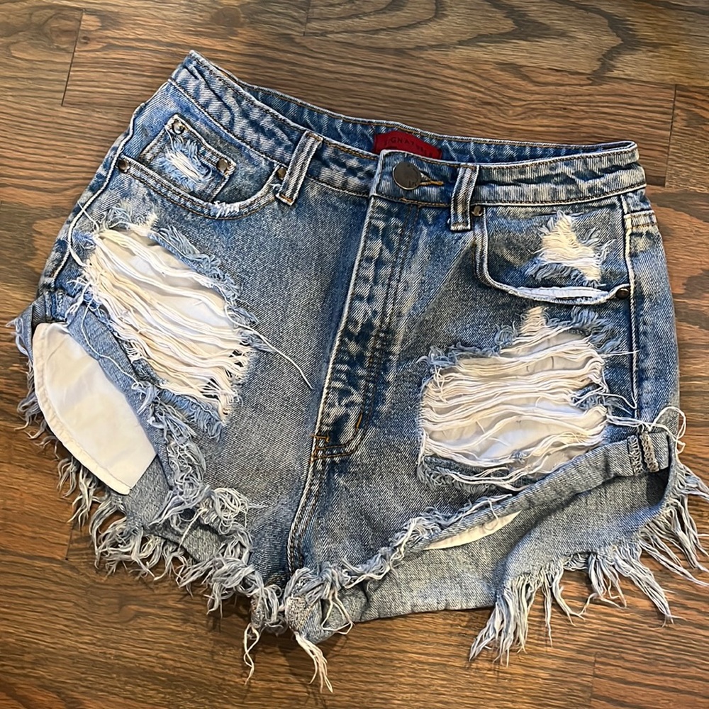 High waisted denim shorts